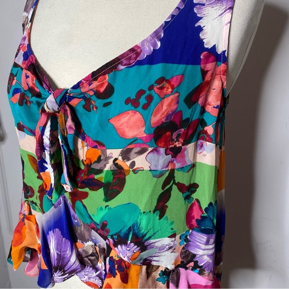 Artelier Nicole Miller Silk Floral Multicolor Sleeveless Top - Picture 5 of 10